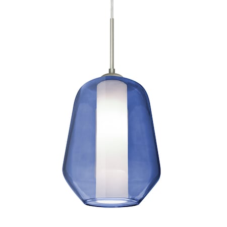 Link Pendant, Blue/Opal, Satin Nickel Finish, 1x60W Incandescent